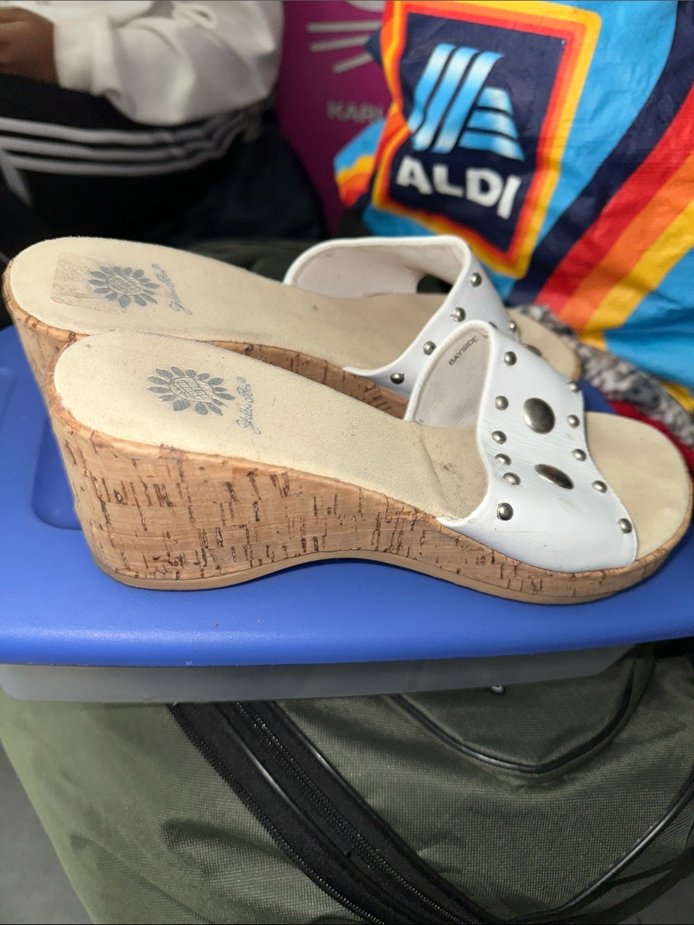 Women’s White Studded Slide Sandals - Picture 4 of 4